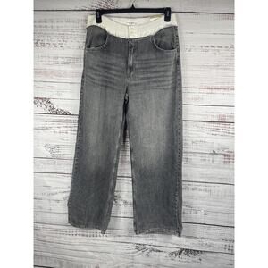 Pull&Bear Jeans Women's 10 Gray Baggy Mid Rise Straight Leg Denim Pants 32x32